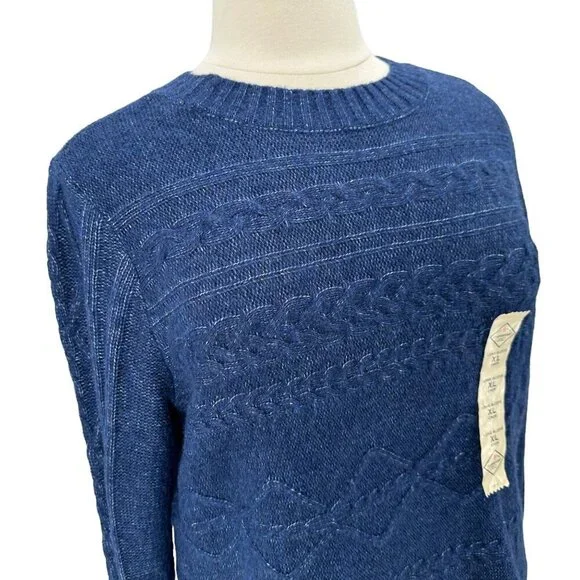 NWT St. John's Bay Blue Long Sleeve Knit Sewater Womens XL - Picture 2 of 9